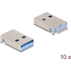 Delock USB 5 Gbps Type-A male 9 pin SMD connector for solder mounting 90° angled 10 pieces