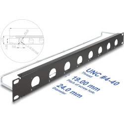 Delock 19″ D-Type Patch Panel with strain relief 8 port 1U black