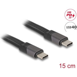 Delock USB 40 Gbps FPC Flat Ribbon Cable USB Type-C™ to USB Type-C™ 15 cm PD 3.0 100 W E-Marker