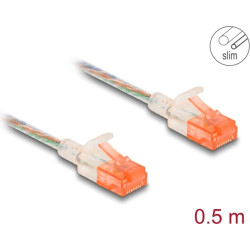 Delock RJ45 Network Cable Cat.6A U/UTP Slim 0.5 m transparent