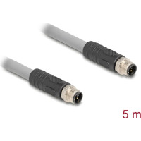 Delock M12 Cable L-coded 5 pin male to male PUR suitable for drag chains 5 m grey