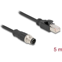 Delock M12 Cable D-coded 4 pin male to RJ45 male PVC 5 m