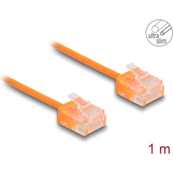 Delock RJ45 Network Cable Cat.6 UTP Ultra Slim 1 m orange with short plugs