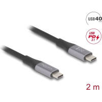 Kabelis USB 40Gbps, TypeC, M / M, PD3.1, 2.0m, pelēks, Delock