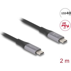 Delock USB 40 Gbps Cable USB Type-C™ male to male PD 3.1 240 W E-Marker 2 m grey metal