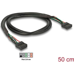 Delock Cable USB 2.0 pin header female 2.54 mm 10 pin > USB 2.0 pin header female 2.54 mm 10 pin 50 cm