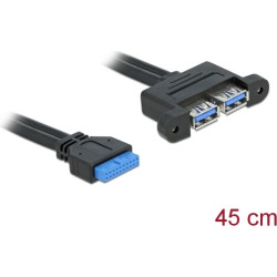 Delock USB 5 Gbps Cable Pin Header female to 2 x USB Type-A female adjacent 45 cm