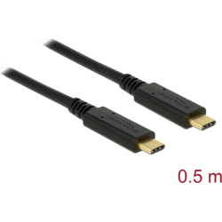 Delock USB 3.1 Gen 2 (10 Gbps) cable Type-C to Type-C 0.5 m PD 3 A E-Marker