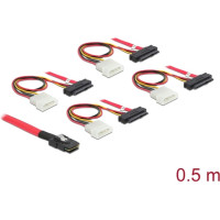 Delock Cable mini SAS SFF-8087 > 4 x SAS SFF-8482 + power 0.5 m