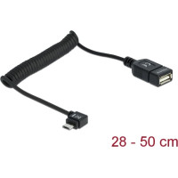 Delock Cable USB micro-B male angled > USB 2.0-A female OTG coiled cable