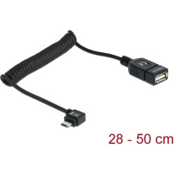 Delock Cable USB micro-B male angled > USB 2.0-A female OTG coiled cable