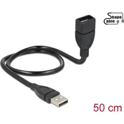 Delock Cable USB 2.0 Type-A male > USB 2.0 Type-A female ShapeCable 0.5 m
