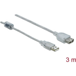 Delock Extension cable USB 2.0 Type-A male > USB 2.0 Type-A female 3 m transparent