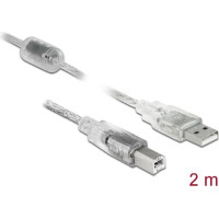 Delock Cable USB 2.0 Type-A male > USB 2.0 Type-B male 2 m transparent