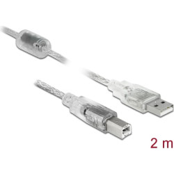 Delock Cable USB 2.0 Type-A male > USB 2.0 Type-B male 2 m transparent