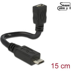 Delock Cable USB 2.0 Micro-B male > USB 2.0 Micro-B female OTG ShapeCable 0.15 m