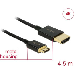 Delock Cable High Speed HDMI with Ethernet - HDMI-A male > HDMI Mini-C male 3D 4K 4.5 m Active Slim High Quality