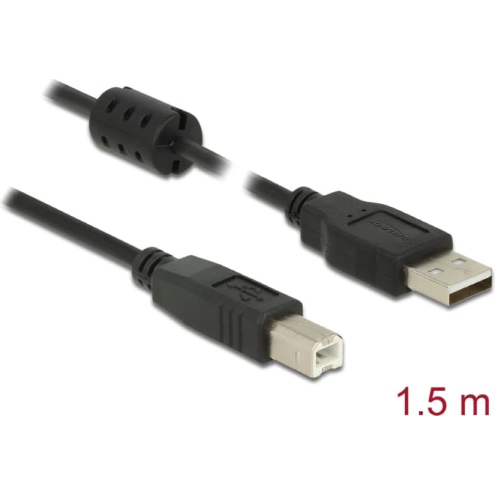 Delock Cable USB 2.0 Type-A male > USB 2.0 Type-B male 1.5 m black