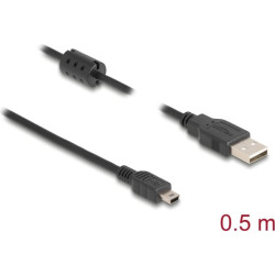 Delock Cable USB 2.0 Type-A male > USB 2.0 Mini-B male 0.5 m black