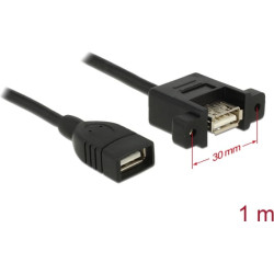 Delock Cable USB 2.0 Type-A female > USB 2.0 Type-A female panel-mount 1 m