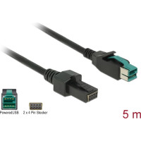 Delock PoweredUSB cable male 12 V > 2 x 4 pin male 5 m for POS printers and terminals