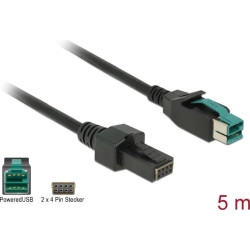 Delock PoweredUSB cable male 12 V > 2 x 4 pin male 5 m for POS printers and terminals