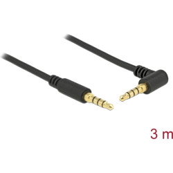 Delock Stereo Jack Cable 3.5 mm 4 pin male > male angled 3 m black