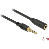Delock Stereo Jack Extension Cable 3.5 mm 4 pin male to female 3 m black