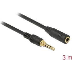 Delock Stereo Jack Extension Cable 3.5 mm 4 pin male to female 3 m black