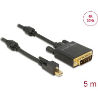 Delock Cable mini DisplayPort 1.2 male with screw > DVI male 4K 30 Hz Active 5 m black