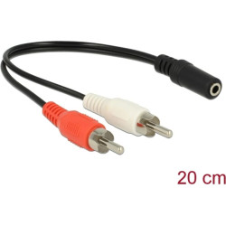 Delock Audio Cable 2 x RCA male to 1 x 3.5 mm 3 pin Stereo Jack 20 cm