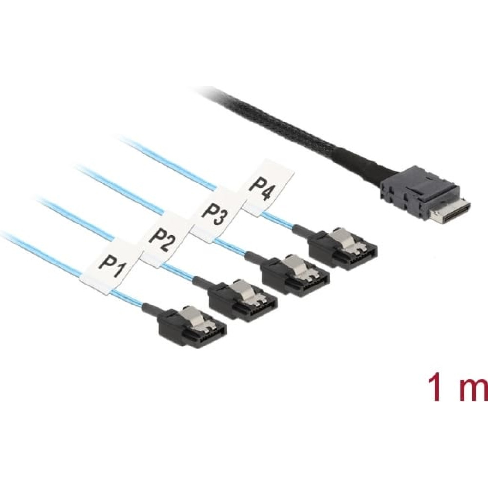 Delock Cable OCuLink SFF-8611 > 4 x SATA 7 pin 1 m metal