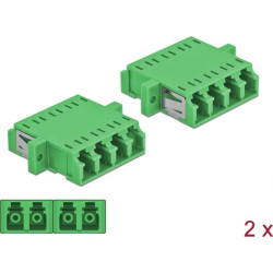 Delock Optical Fiber Coupler LC Quad female to LC Quad female Single-mode 2 pieces green