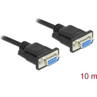 Delock RS-232 Cable Serial D-Sub9 female to female null modem with narrow plug housing 10 m