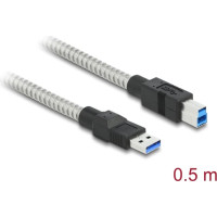 Delock USB 3.2 Gen 1 Cable Type-A male to Type-B male with metal jacket 0.5 m