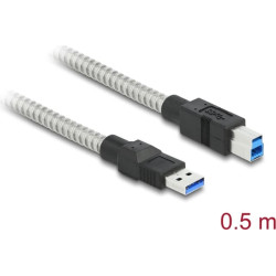 Delock USB 3.2 Gen 1 Cable Type-A male to Type-B male with metal jacket 0.5 m