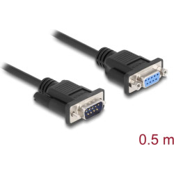 Delock RS-232 Cable Serial D-Sub 9 male to female null modem with narrow plug housing 0.5 m