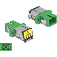 Delock Optical Fiber Coupler with laser protection flip SC Simplex female to SC Simplex female Single-mode green