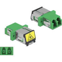 Delock Optical Fiber Coupler with laser protection flip LC Duplex female to LC Duplex female Single-mode green