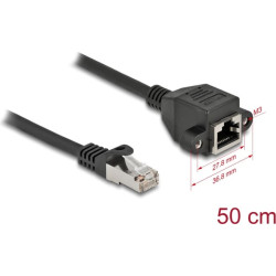 Delock Network Extension Cable S/FTP RJ45 plug to RJ45 jack Cat.6A 50 cm black