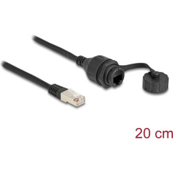 Delock Cable RJ50 male to RJ50 female for built-in with sealing cap IP67 dust and waterproof 20 cm