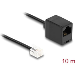 Delock Telephone Cable RJ11 plug to RJ45 jack black 10 m