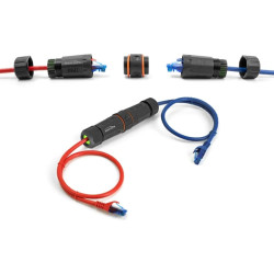 Delock Cable Connector RJ45 jack to RJ45 jack Cat.6A with M20 thread and two seals for slim cable IP68 dust and waterproof