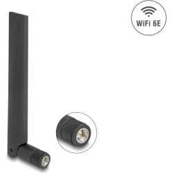 Delock WiFi 6E Antenna SMA plug 3 dBi omnidirectional with tilt joint black