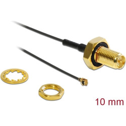 Delock Antenna Cable RP-SMA Jack Bulkhead  MHFU.FL Compatible Plug 100 mm Splash Proof