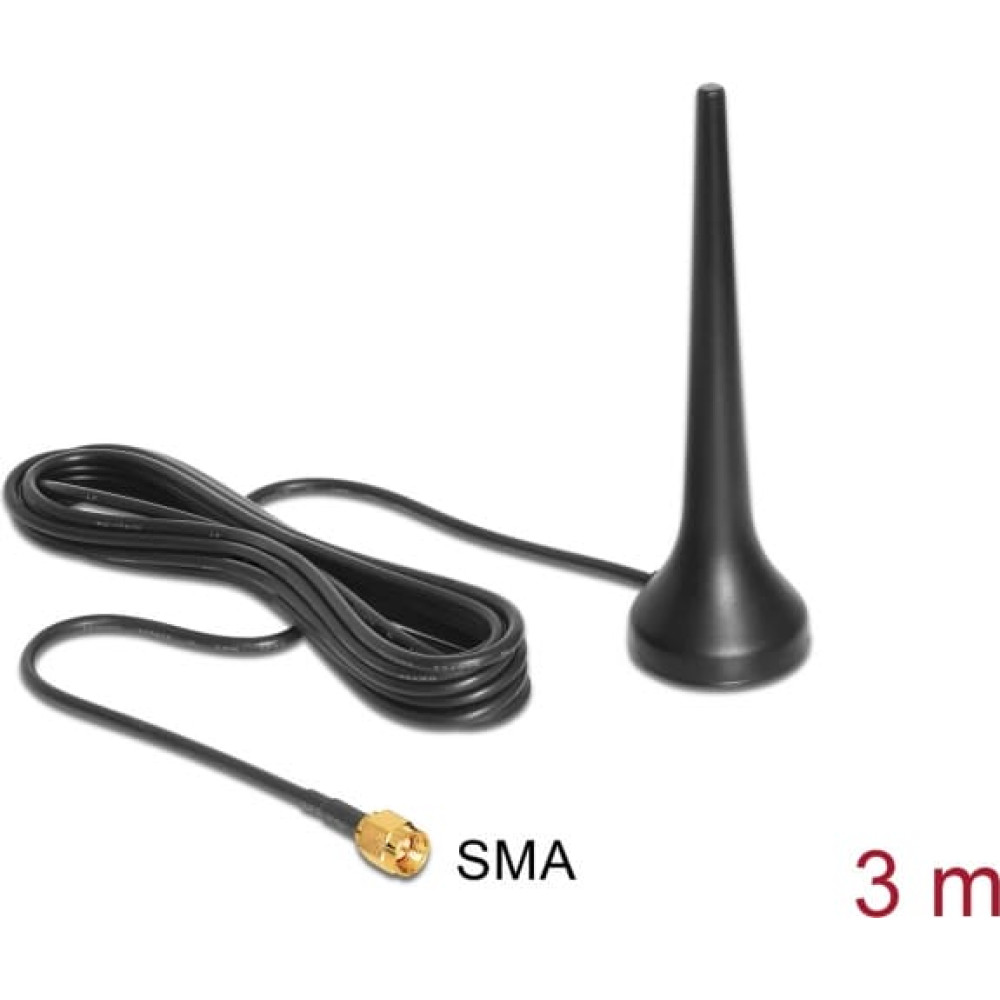 Delock GSM UMTS Sixband Antenna SMA 0 dBi omnidirectional with magnetic base fixed black