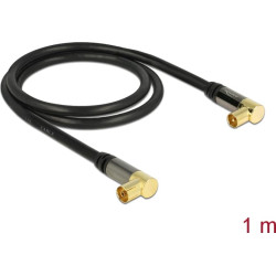 Delock Antenna Cable IEC Plug Angled > IEC Jack Angled RG-6/U 1 m black
