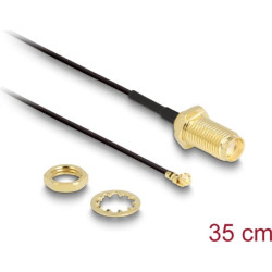 Delock Antenna cable SMA Jack Bulkhead  MHFU.FL-LP-088 compatible plug 350 mm 1.37