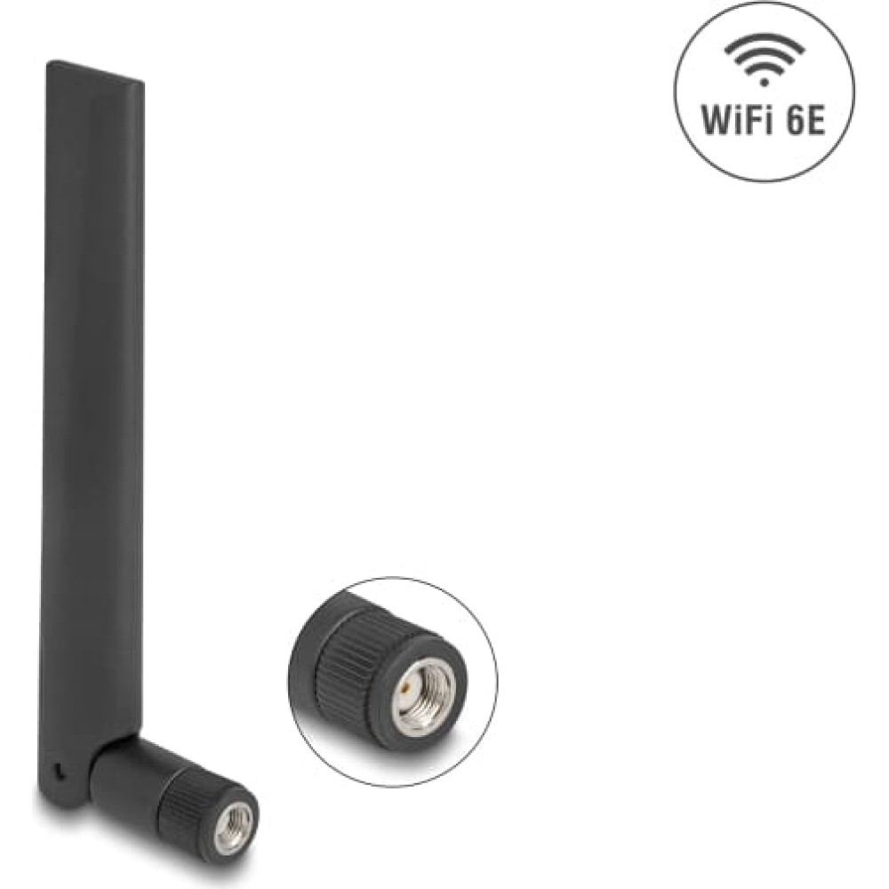 Delock WiFi 6E Antenna RP-SMA plug 3 dBi omnidirectional with tilt joint black