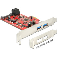 Delock PCI Express x1 Card > 2 x external USB 3.0 + 2 x internal SATA 6 Gb/s – Low Profile Form Factor